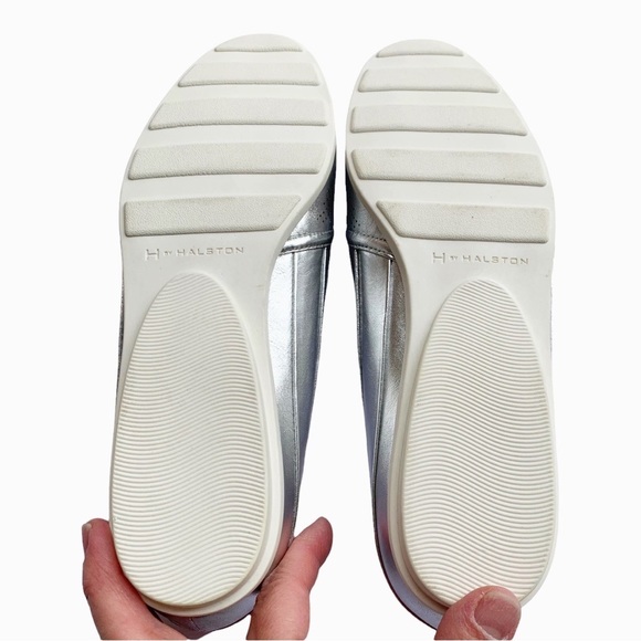 H by Halston Silver Leah Leather Ballet Flats Size 10 - Picture 9 of 9